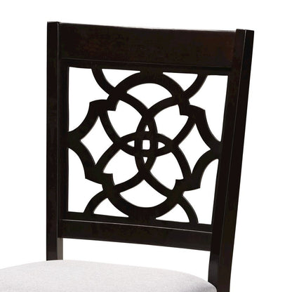 Grey Fabric Upholstered and Walnut Brown Finished Wood 5-Piece Dining Set