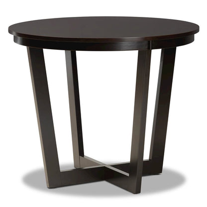 Grey Fabric Upholstered and Dark Brown Finished Wood 5-Piece Dining Set