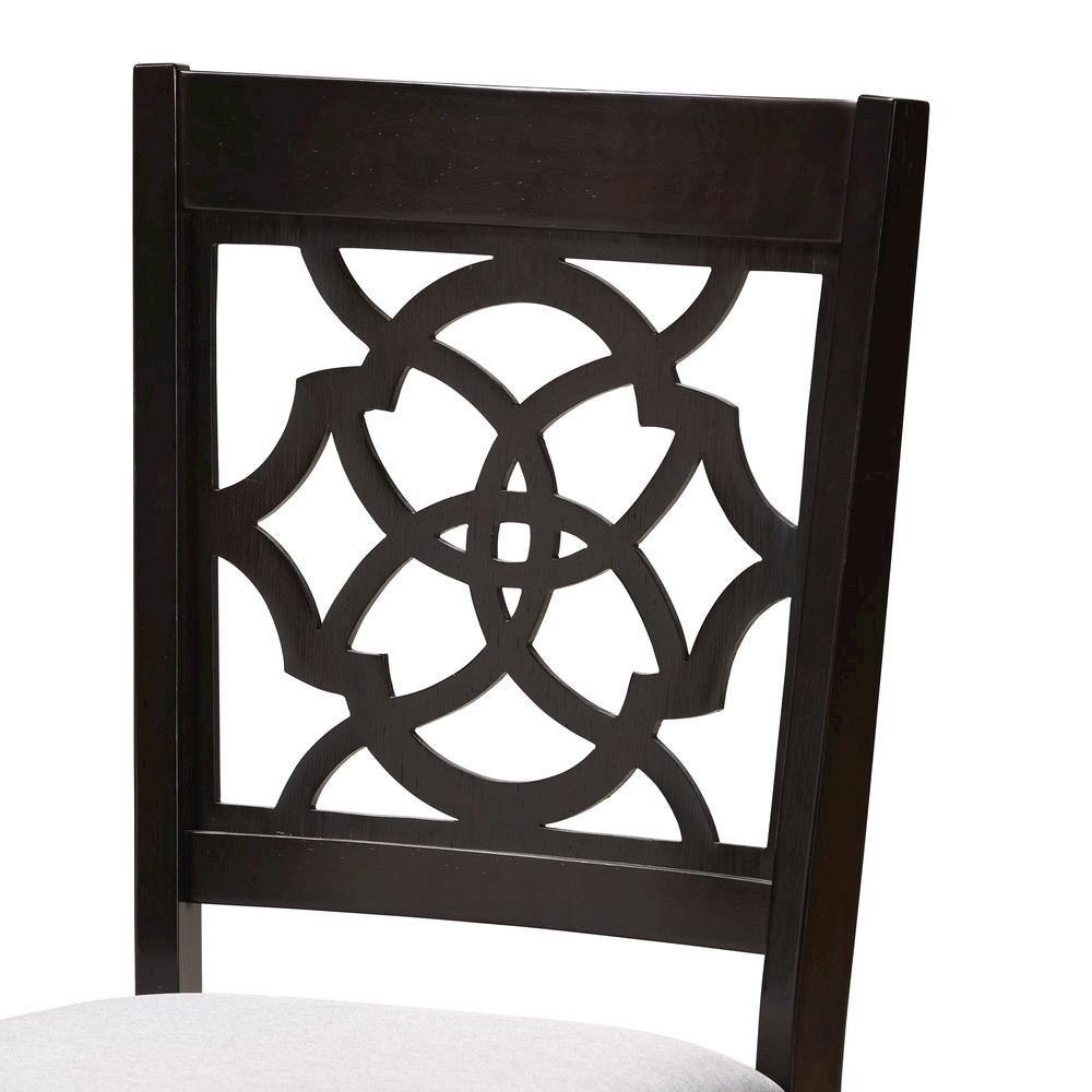 Grey Fabric Upholstered and Dark Brown Finished Wood 5-Piece Dining Set