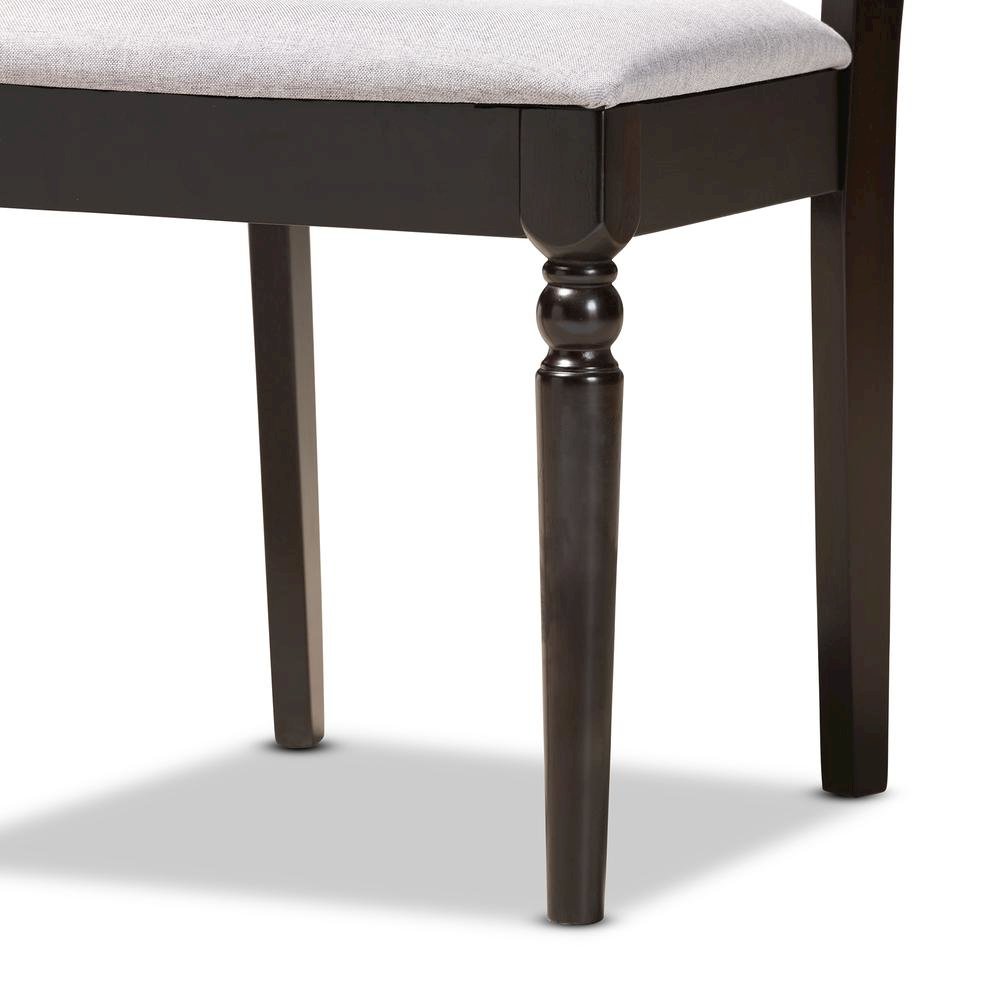 Grey Fabric Upholstered and Dark Brown Finished Wood 5-Piece Dining Set