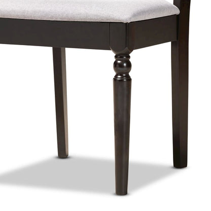 Grey Fabric Upholstered and Dark Brown Finished Wood 5-Piece Dining Set