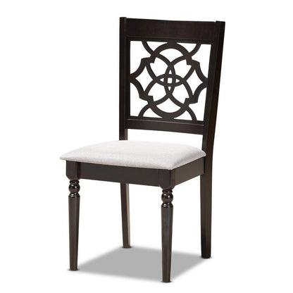 Grey Fabric Upholstered and Dark Brown Finished Wood 5-Piece Dining Set