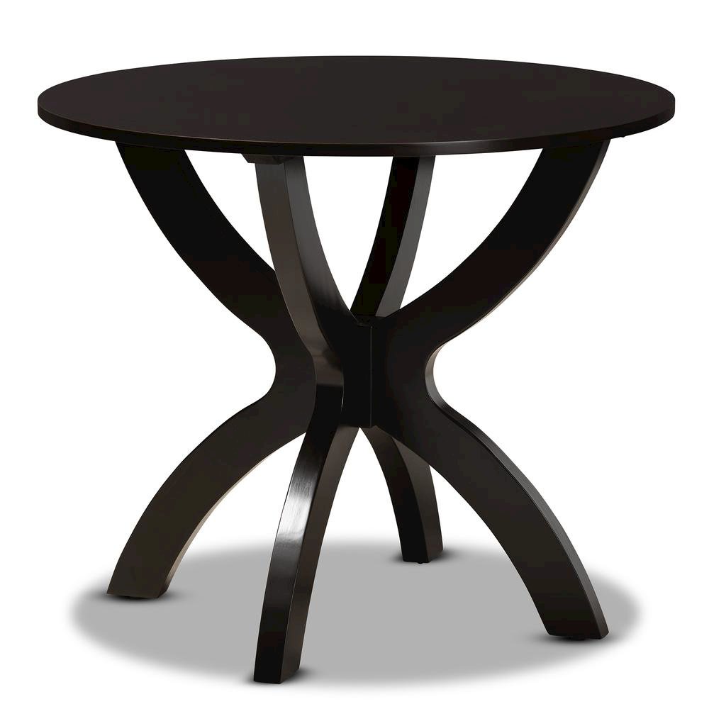 Grey Fabric Upholstered and Dark Brown Finished Wood 5-Piece Dining Set