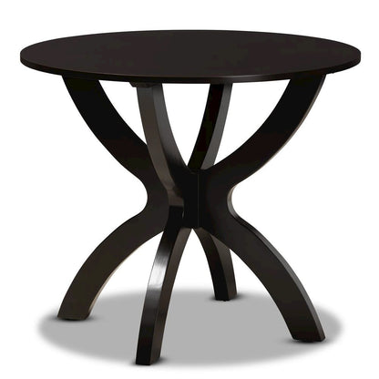 Grey Fabric Upholstered and Dark Brown Finished Wood 5-Piece Dining Set