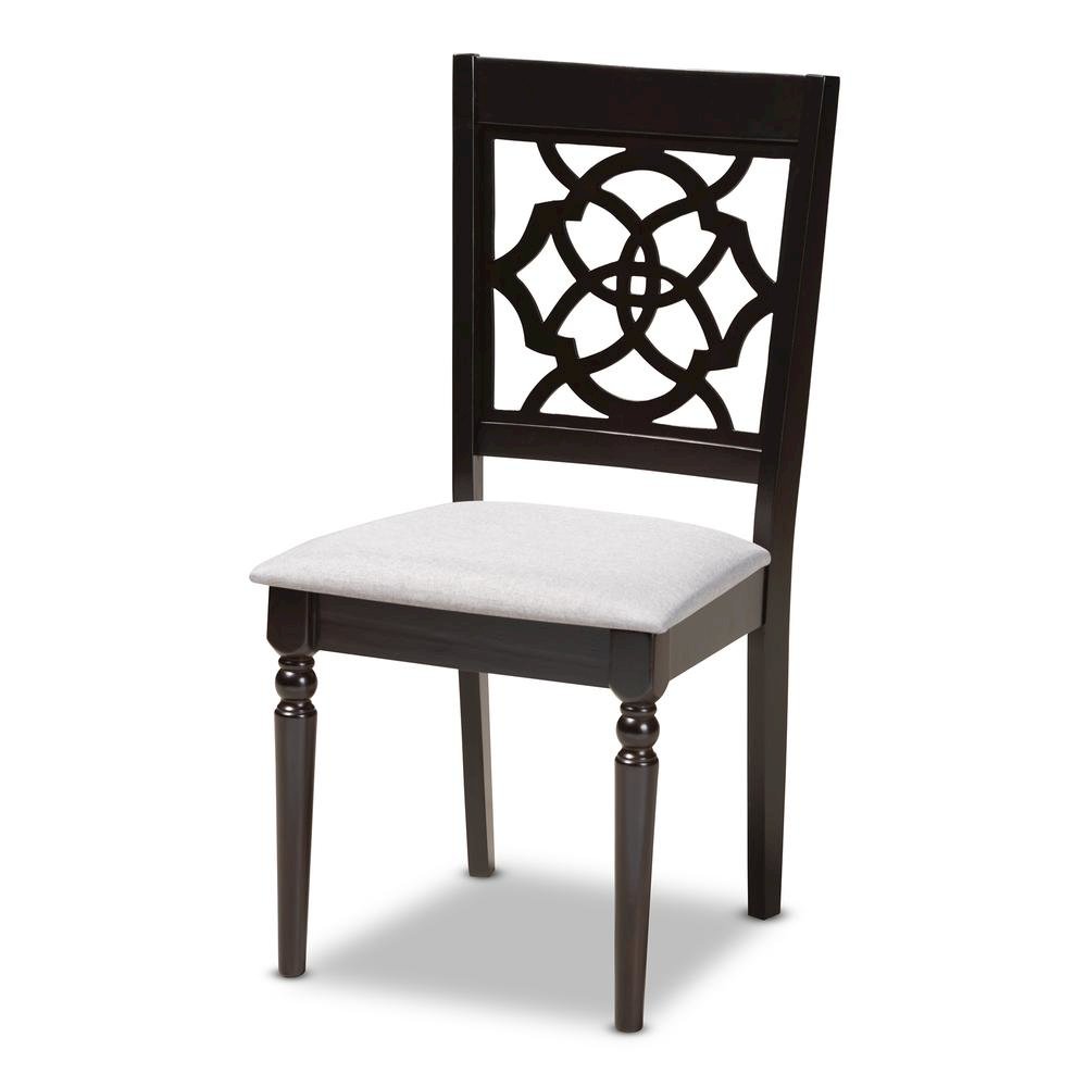 Grey Fabric Upholstered Espresso Brown Finished 5-Piece Wood Dining Set