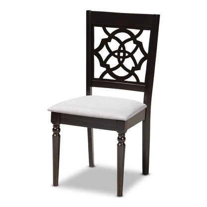 Grey Fabric Upholstered Espresso Brown Finished 5-Piece Wood Dining Set