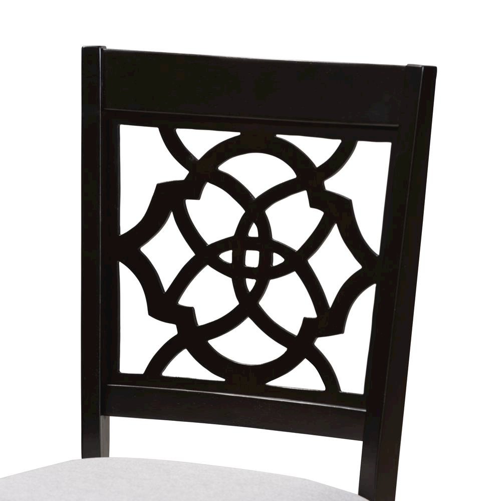 Grey Fabric Upholstered Espresso Brown Finished 5-Piece Wood Dining Set