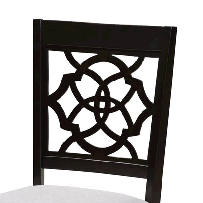 Grey Fabric Upholstered Espresso Brown Finished 5-Piece Wood Dining Set