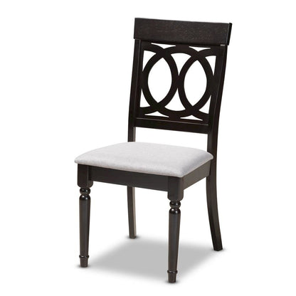 Grey Fabric Upholstered Espresso Brown Finished 5-Piece Wood Dining Set