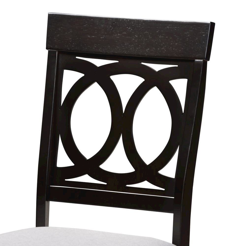 Grey Fabric Upholstered Espresso Brown Finished 5-Piece Wood Dining Set