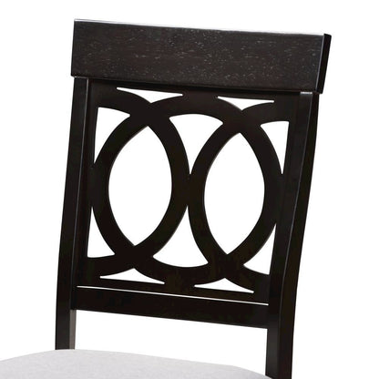 Grey Fabric Upholstered Espresso Brown Finished 5-Piece Wood Dining Set