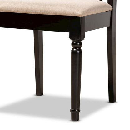 Sand Fabric Upholstered and Dark Brown Finished Wood 5-Piece Dining Set