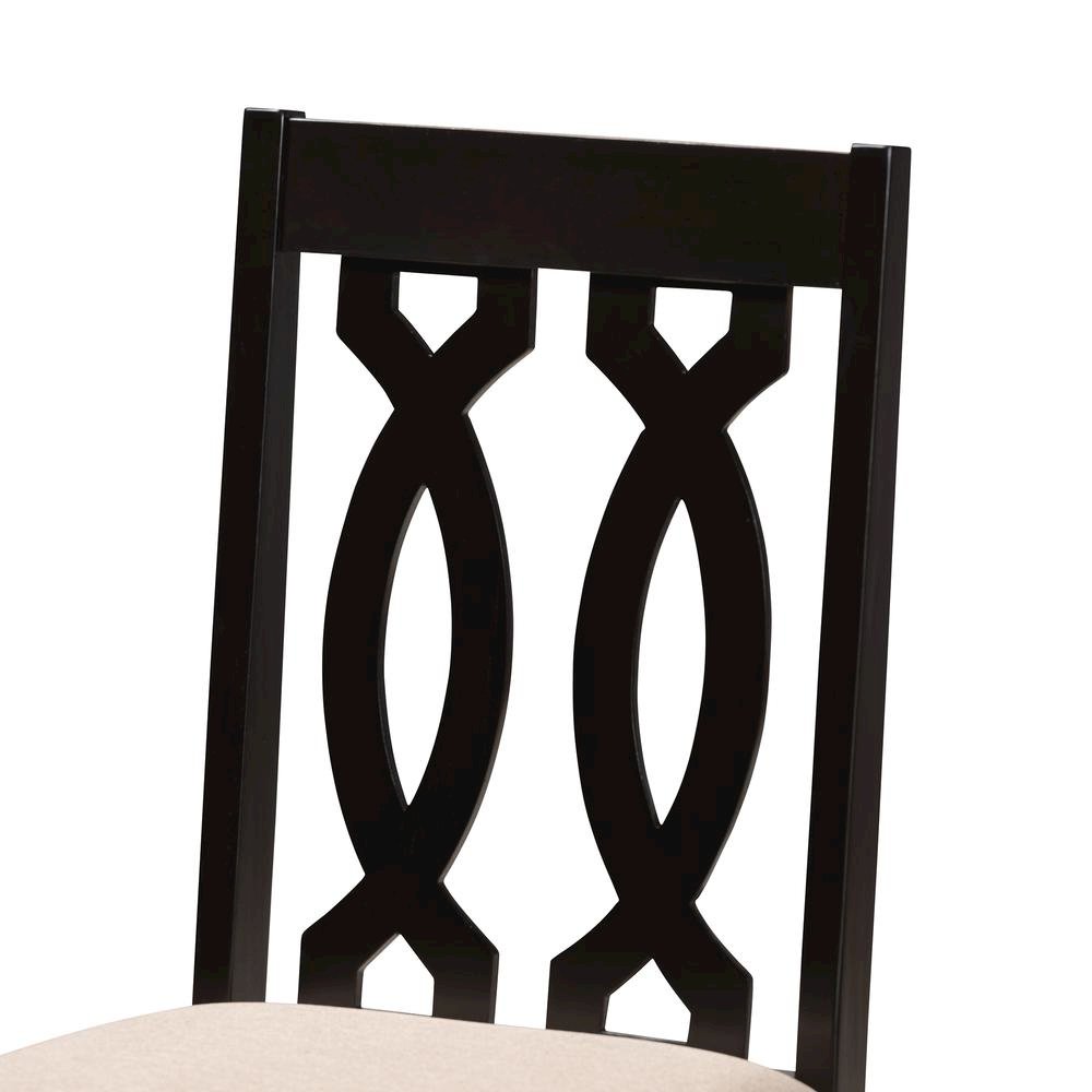 Sand Fabric Upholstered Espresso Brown Finished 5-Piece Wood Dining Set