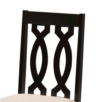 Sand Fabric Upholstered Espresso Brown Finished 5-Piece Wood Dining Set