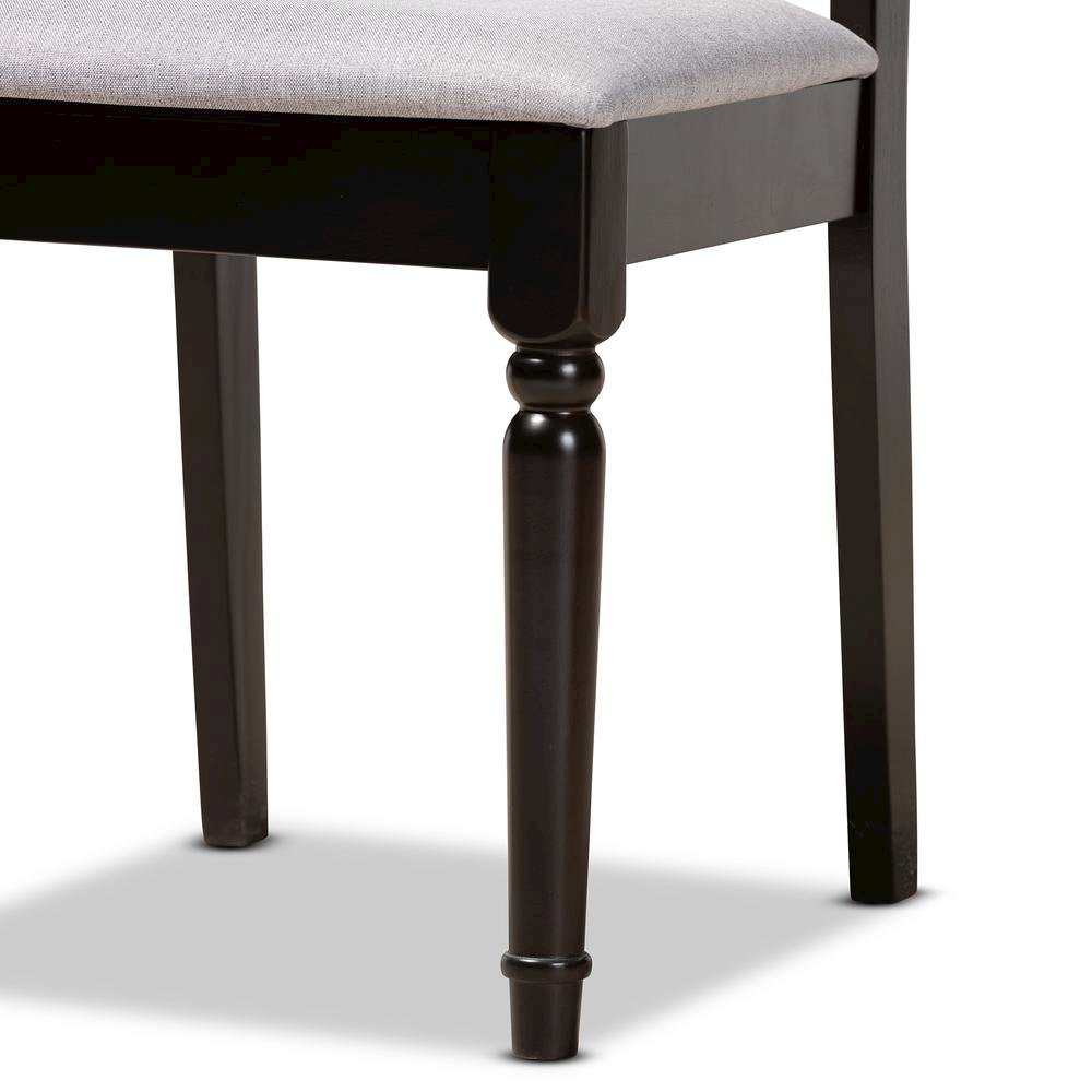 Grey Fabric Upholstered and Dark Brown Finished Wood 5-Piece Dining Set