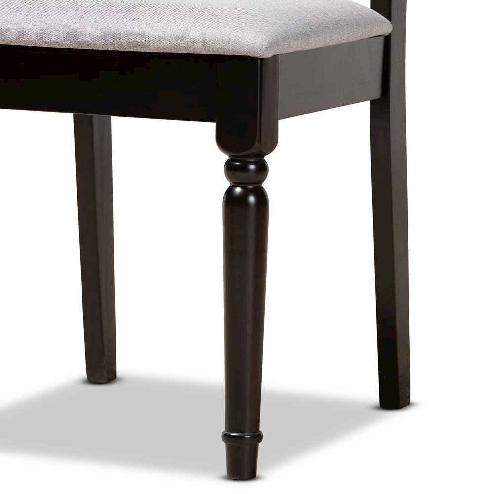 Grey Fabric Upholstered and Dark Brown Finished Wood 5-Piece Dining Set