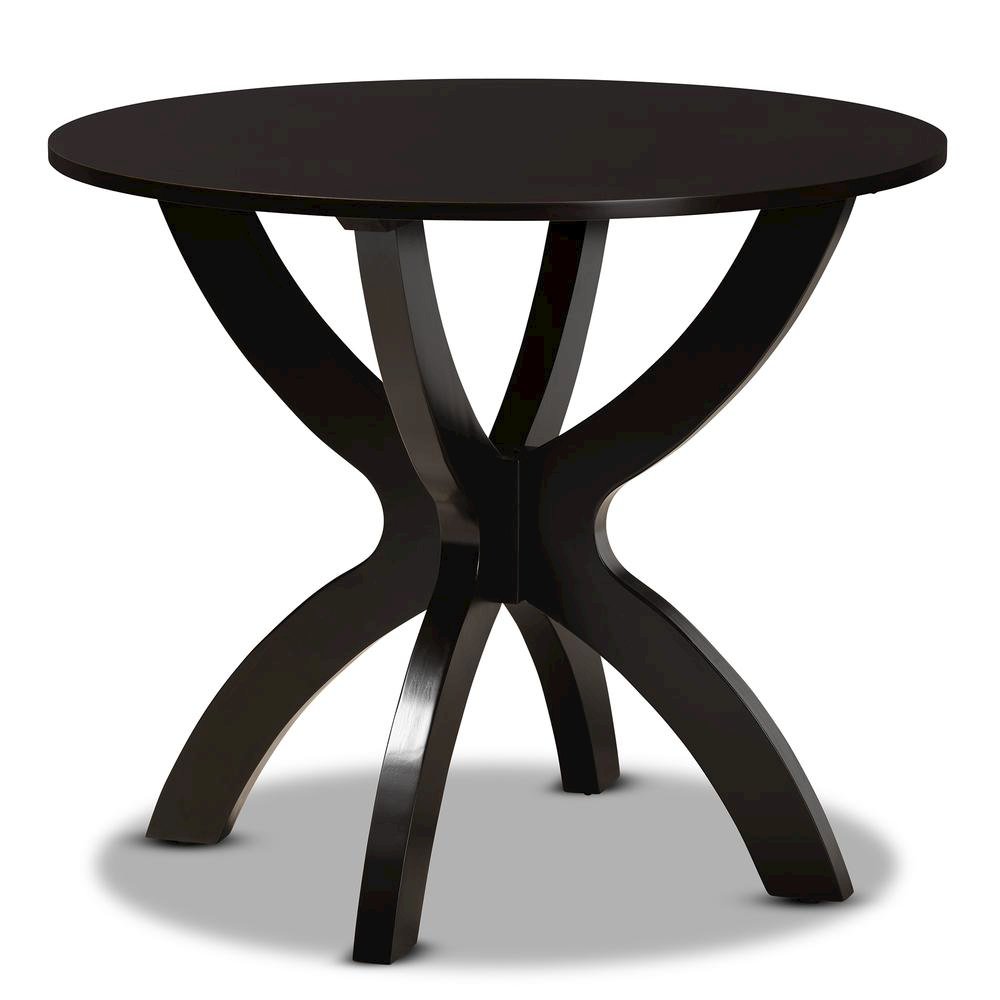 Grey Fabric Upholstered and Dark Brown Finished Wood 5-Piece Dining Set