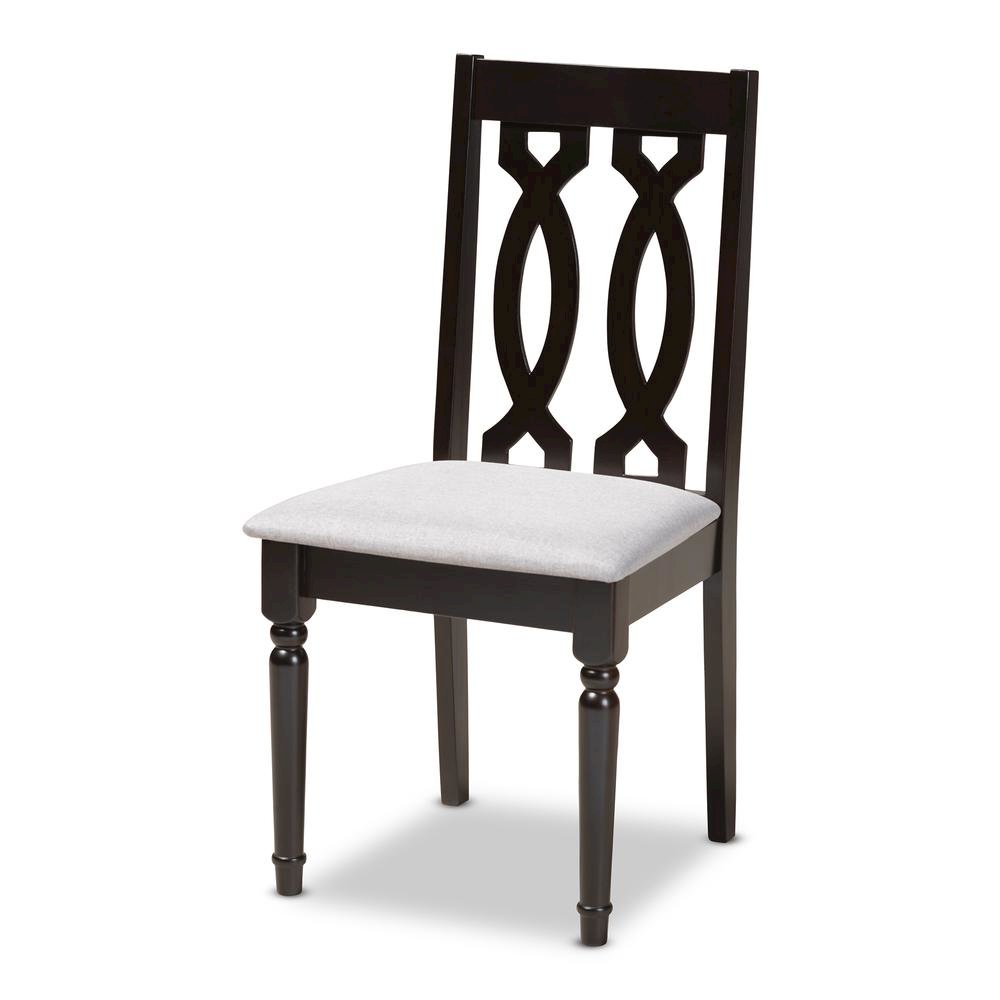 Grey Fabric Upholstered Espresso Brown Finished 5-Piece Wood Dining Set