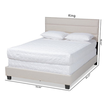 Ansa Modern and Contemporary Beige Fabric Upholstered Full Size Bed