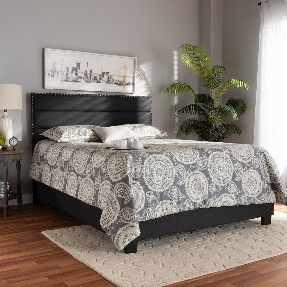 Ansa Modern and Contemporary Dark Grey Fabric Upholstered Full Size Bed