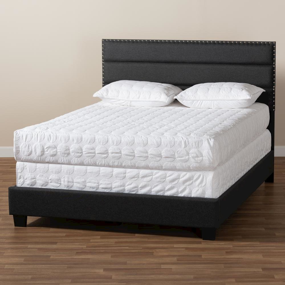 Ansa Modern and Contemporary Dark Grey Fabric Upholstered Full Size Bed