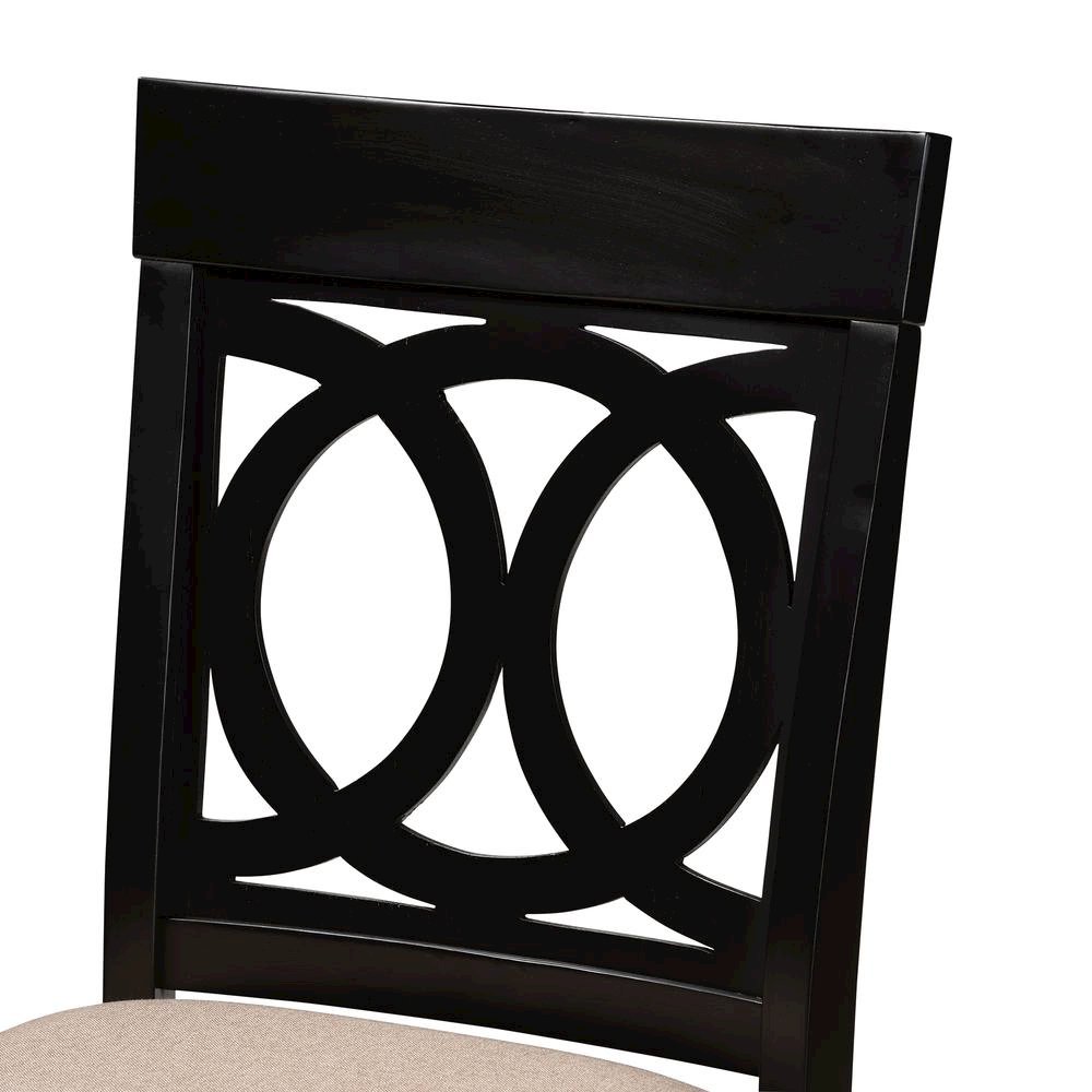 Sand Fabric Upholstered Espresso Brown Finished 5-Piece Wood Pub Set