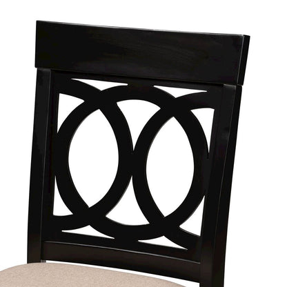 Sand Fabric Upholstered Espresso Brown Finished 5-Piece Wood Pub Set