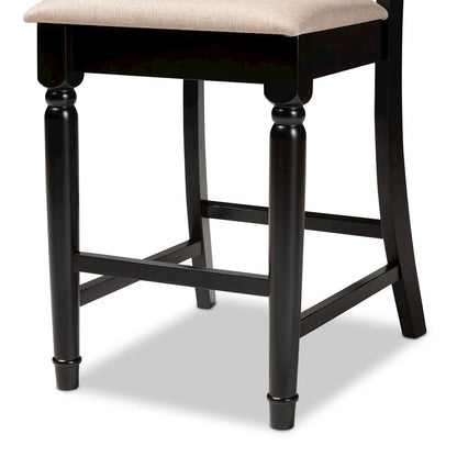 Sand Fabric Upholstered Espresso Brown Finished 5-Piece Wood Pub Set