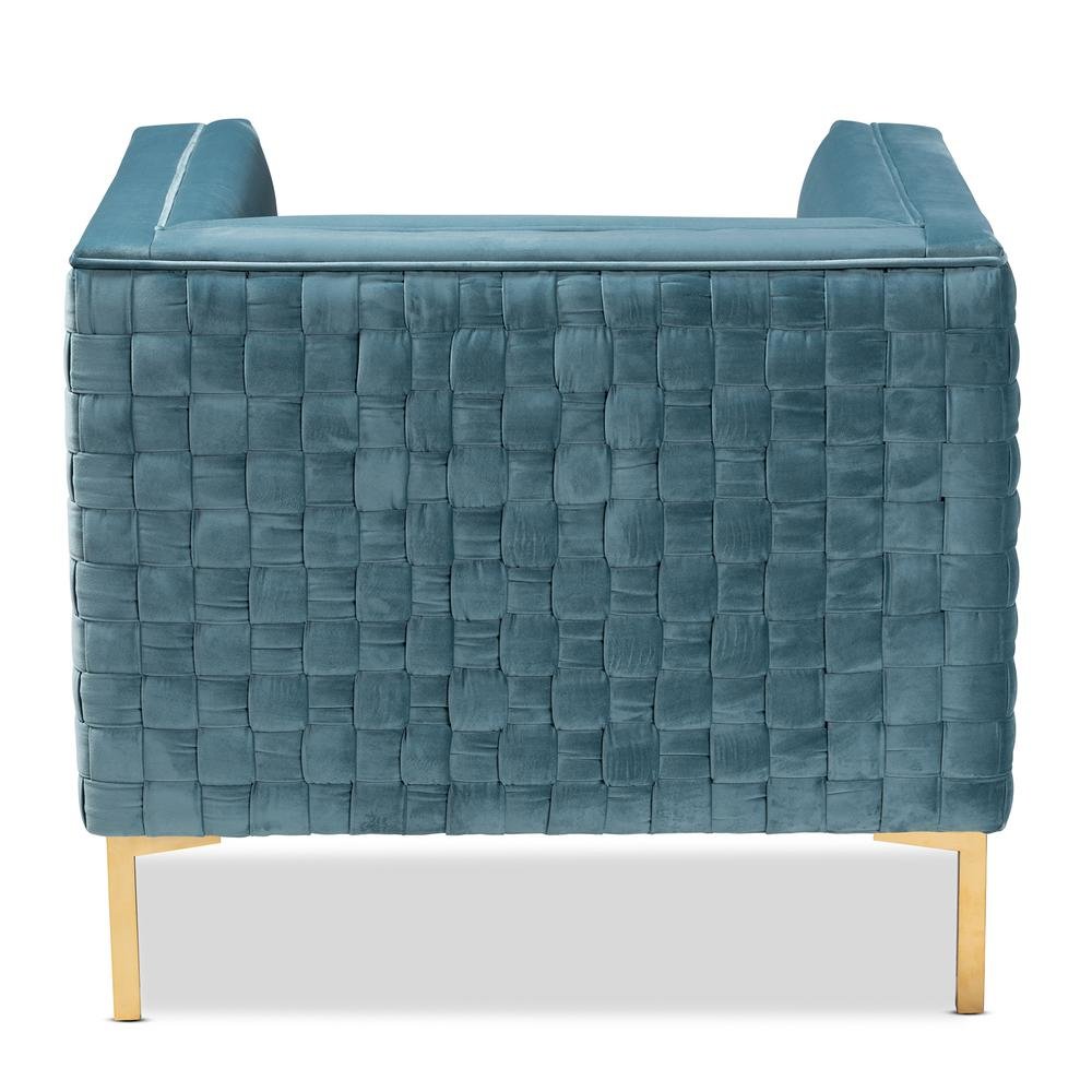 Luxe Light Blue Velvet Fabric Upholstered Gold Finished Armchair