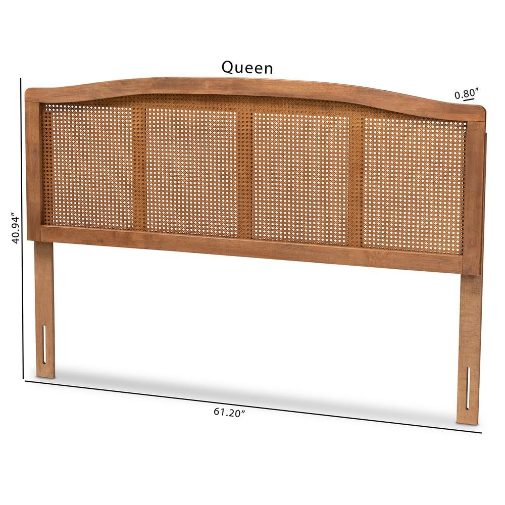 Ash Wanut Finished Wood and Synthetic Rattan Full Size Headboard