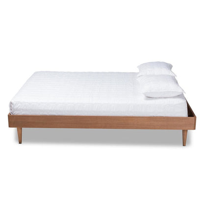 Rina Mid-Century Modern Ash Wanut Finished Full Size Wood Bed Frame