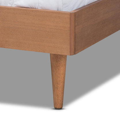 Rina Mid-Century Modern Ash Wanut Finished Full Size Wood Bed Frame