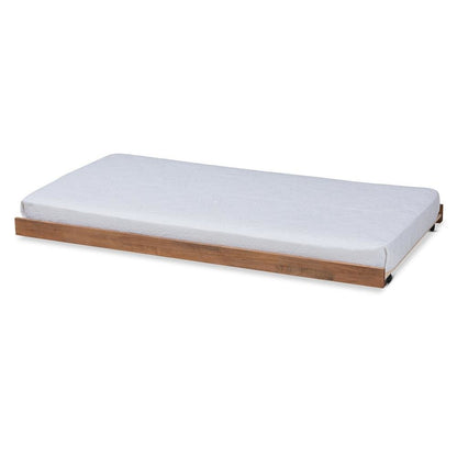 Veles Modern and Contemporary Ash Walnut Finished Twin Size Trundle Bed