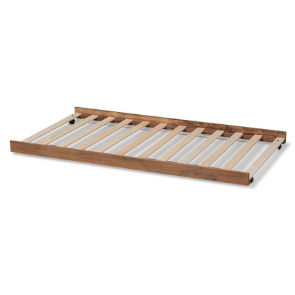 Veles Modern and Contemporary Ash Walnut Finished Twin Size Trundle Bed