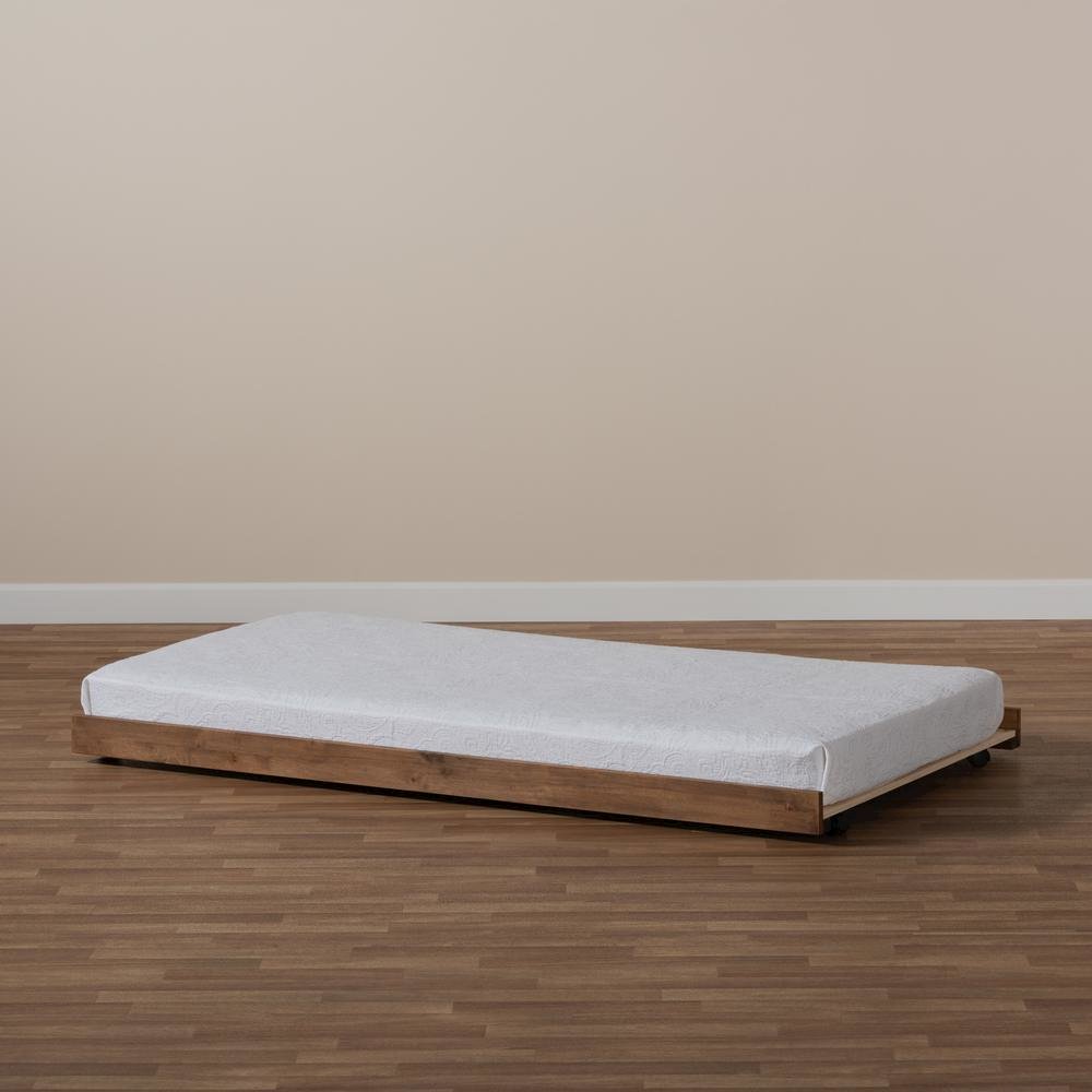 Veles Modern and Contemporary Ash Walnut Finished Twin Size Trundle Bed