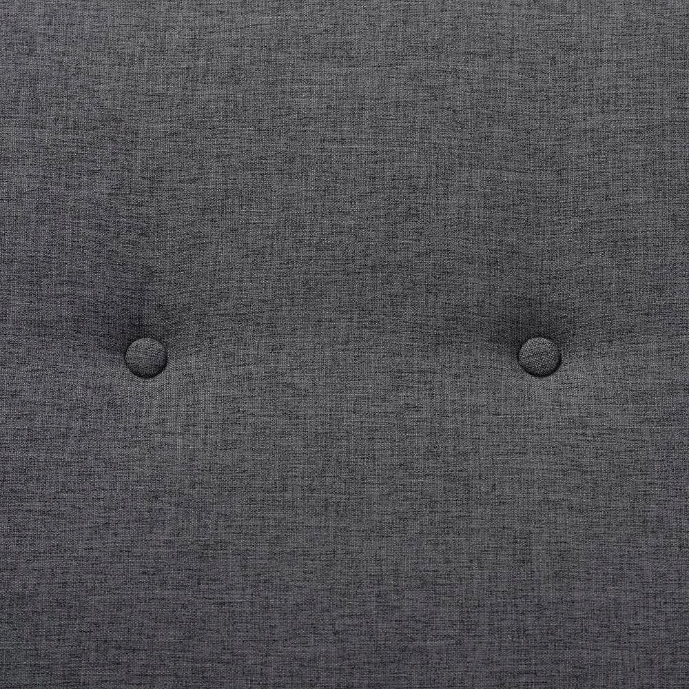 Theo Mid-Century Modern Dark Grey Fabric Upholstered Walnut Finished Bench