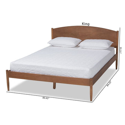 Leanora Mid-Century Modern Ash Wanut Finished Full Size Wood Platform Bed