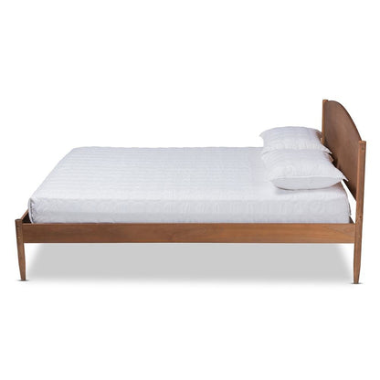 Leanora Mid-Century Modern Ash Wanut Finished Full Size Wood Platform Bed