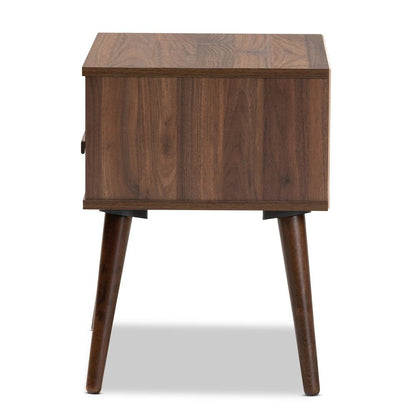 Two-Tone White and Walnut Finished 1-Drawer Wood End Table