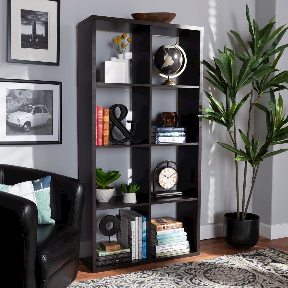 Dark Brown Finished 8-Cube Multipurpose Storage Shelf