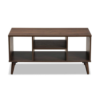 Baxton Studio Linas Mid-Century Modern Walnut Finished Coffee Table