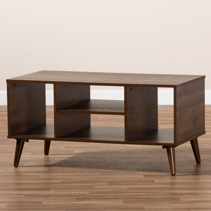 Baxton Studio Linas Mid-Century Modern Walnut Finished Coffee Table