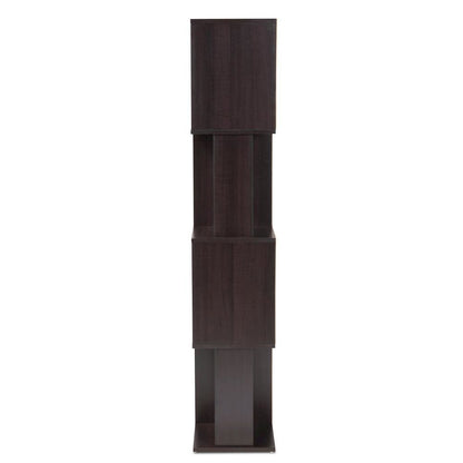 Riva Modern and Contemporary Dark Brown Finished Geometric Wood Bookshelf