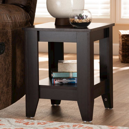 Baxton Studio Audra Modern and Contemporary Dark Brown Finished Wood End Table
