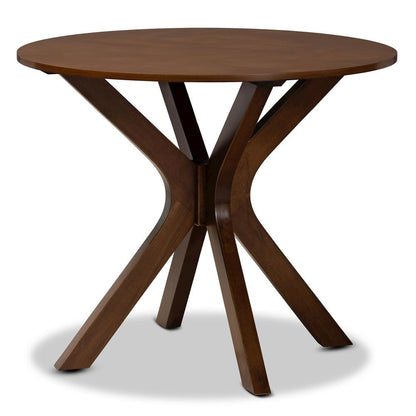 Grey Fabric Upholstered and Walnut Brown Finished Wood 5-Piece Dining Set