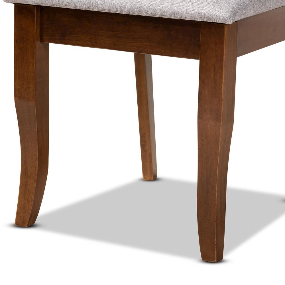 Grey Fabric Upholstered and Walnut Brown Finished Wood 5-Piece Dining Set
