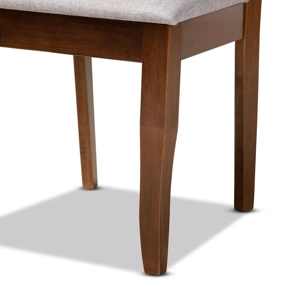 Grey Fabric Upholstered and Walnut Brown Finished Wood 5-Piece Dining Set
