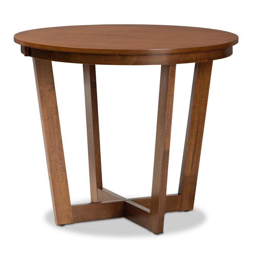 Grey Fabric Upholstered and Walnut Brown Finished Wood 5-Piece Dining Set