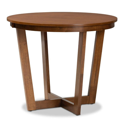 Grey Fabric Upholstered and Walnut Brown Finished Wood 5-Piece Dining Set