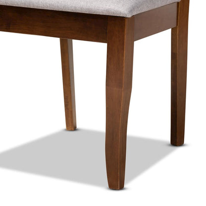 Grey Fabric Upholstered and Walnut Brown Finished Wood 5-Piece Dining Set